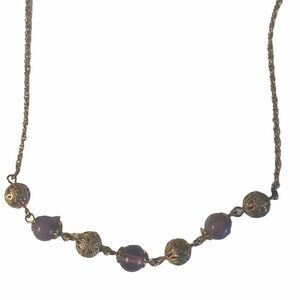 Beaded style silver tone statement dainty necklace